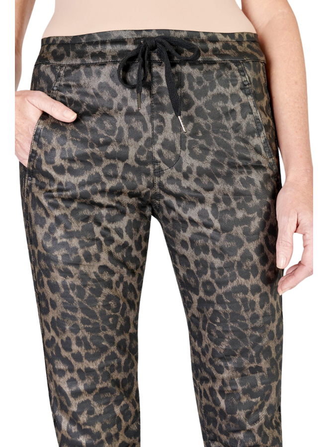 Alembika Animal Stretch Iconic Jeans In Brown Leopard