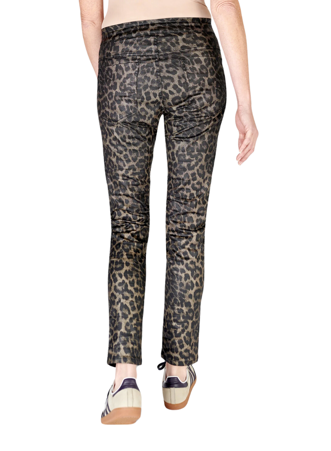 Alembika Animal Stretch Iconic Jeans In Brown Leopard