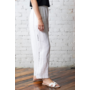 Olivia Linen Stitched Ankle Pant in White