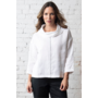 Olivia Linen Centered Stitched Cowl Top in White