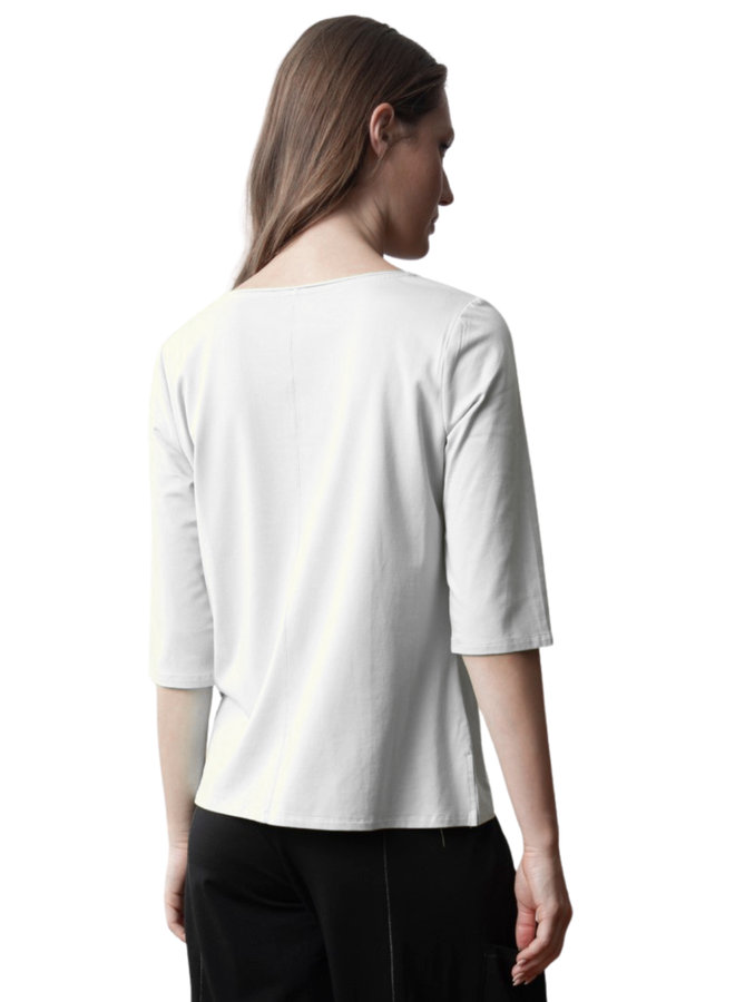 Olivia Elbow V-Neck Tee in White