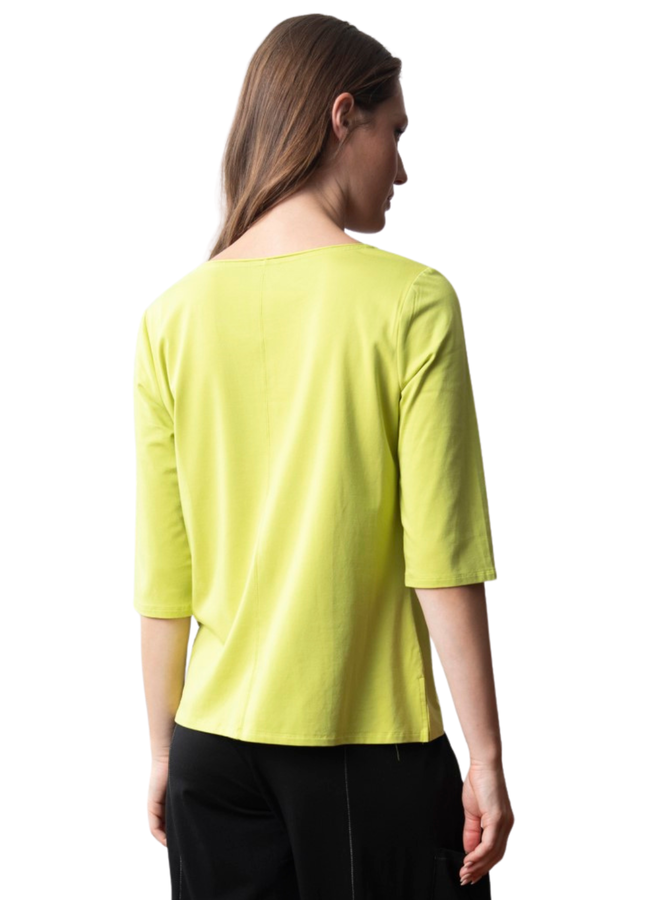 Olivia Elbow V-Neck Tee in Lime