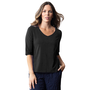 Olivia Elbow V-Neck Tee in Black