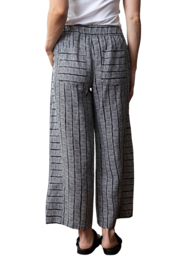 Olivia Linen Stripe Workhorse Pant in Black