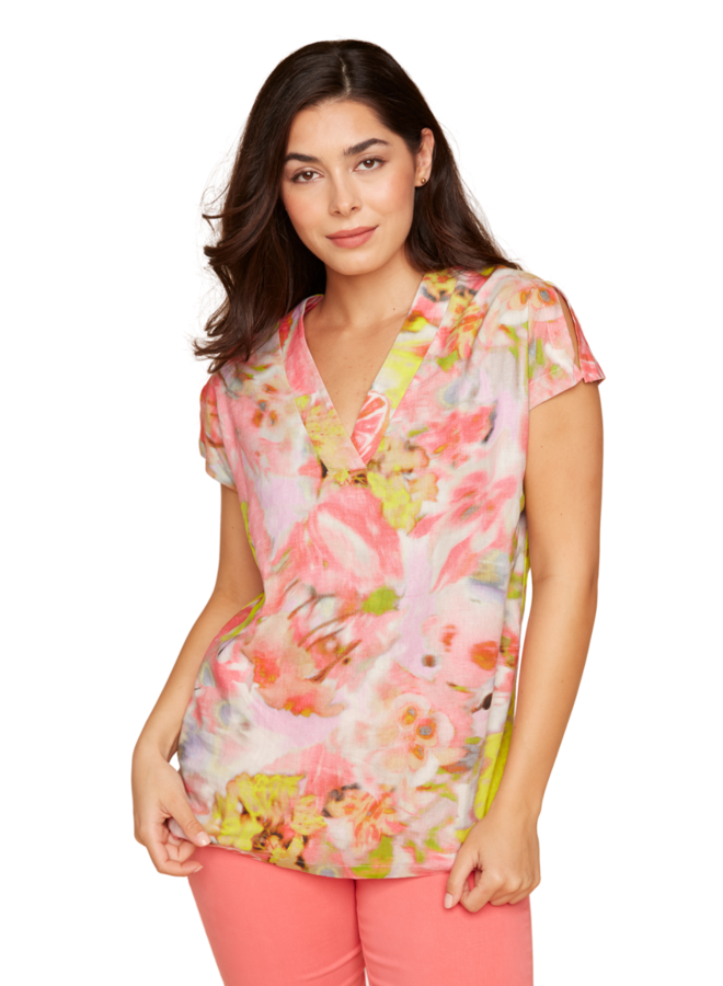 Renuar Print Blouse in Corally