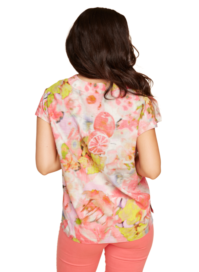 Renuar Print Blouse in Corally