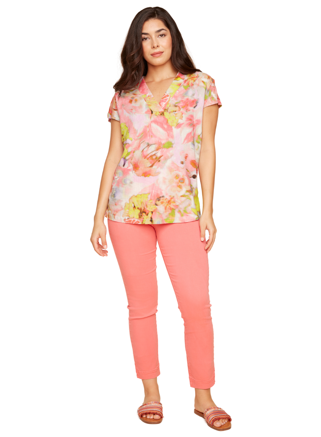 Renuar Print Blouse in Corally