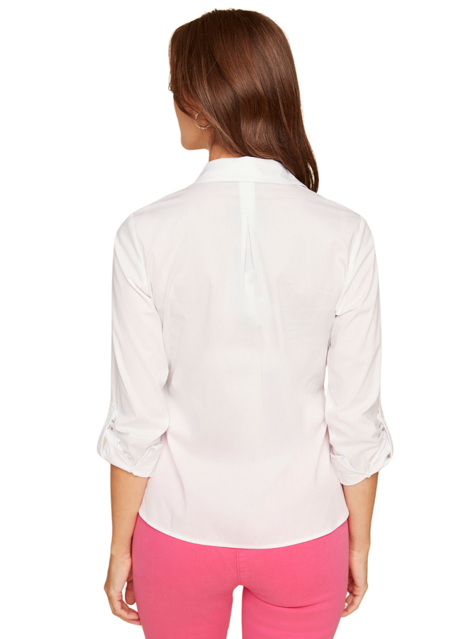 Renuar Embroidered Flower Shirt In Watermelon