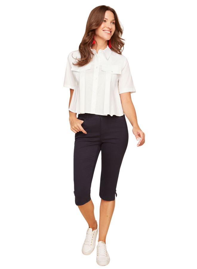 Renuar Pleated Blouse In White