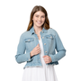 Denim Ruffle Pearl Jean Jacket