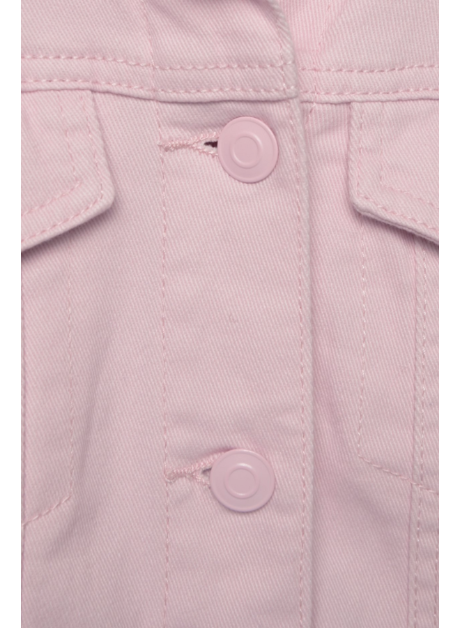 Denim Ruffle Jacket in Pink