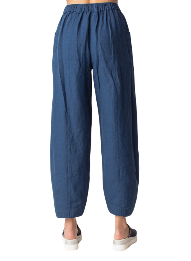 Liv Linen Lantern Pants In Navy