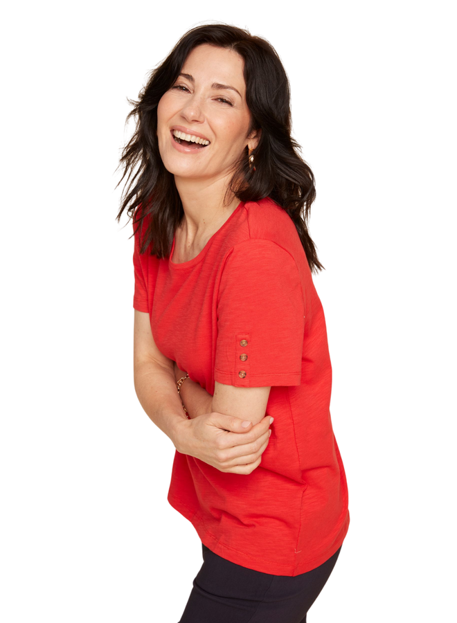 Renuar Button Sleeve Tee in More Colors