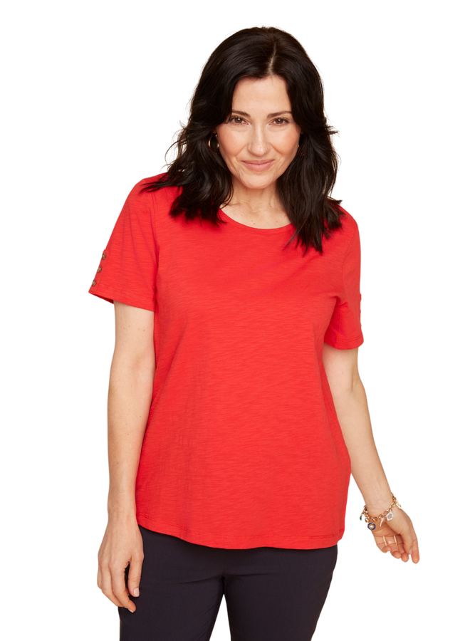 Renuar Button Sleeve Tee in More Colors