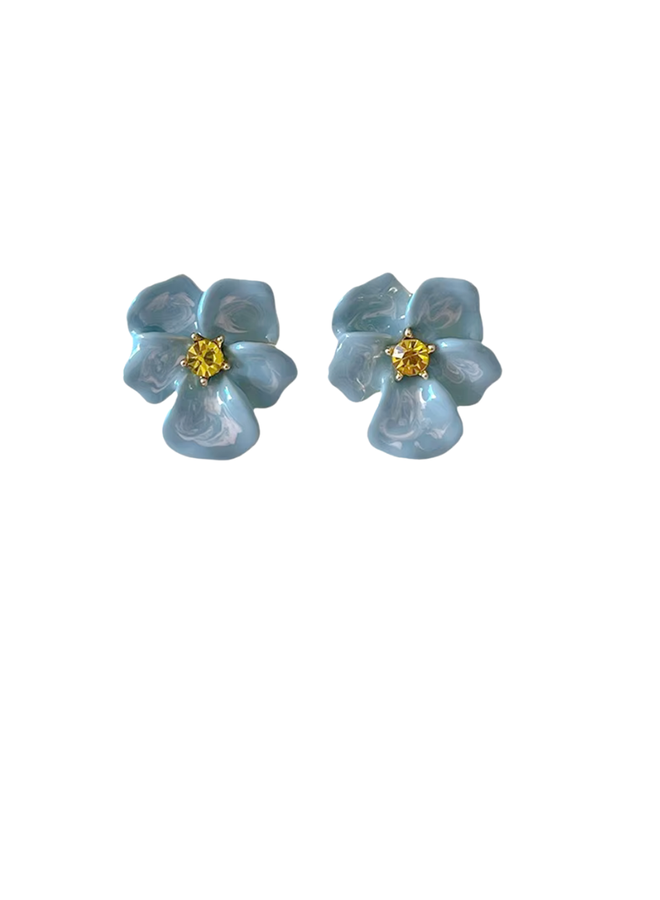 Little Blue Enamel Flower Earrings