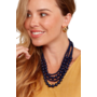 Layered Beads Collar Necklace in Navy