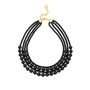 Layered Beads Collar Necklace in Black