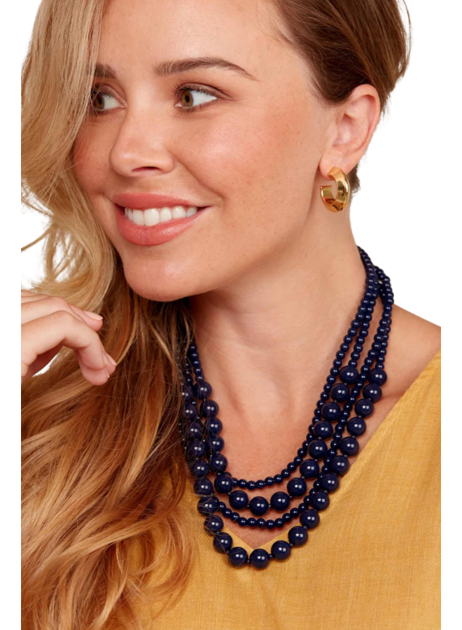 Layered Beads Collar Necklace in Black