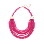 Mixed Beads Bib Necklace in Hot Pink