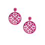 Circle Resin Statement Earrings in Hot Pink Glitter