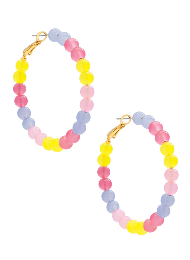 Multicolor Glass Bead Hoop Earrings