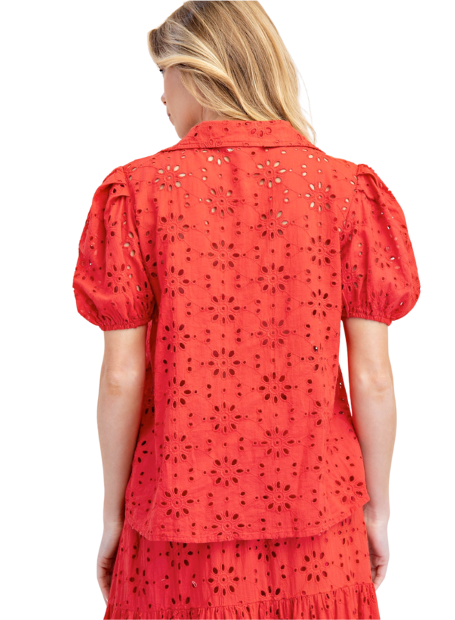 Red Eyelet Top