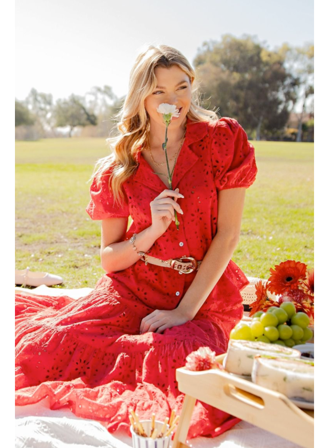 Red Eyelet Top