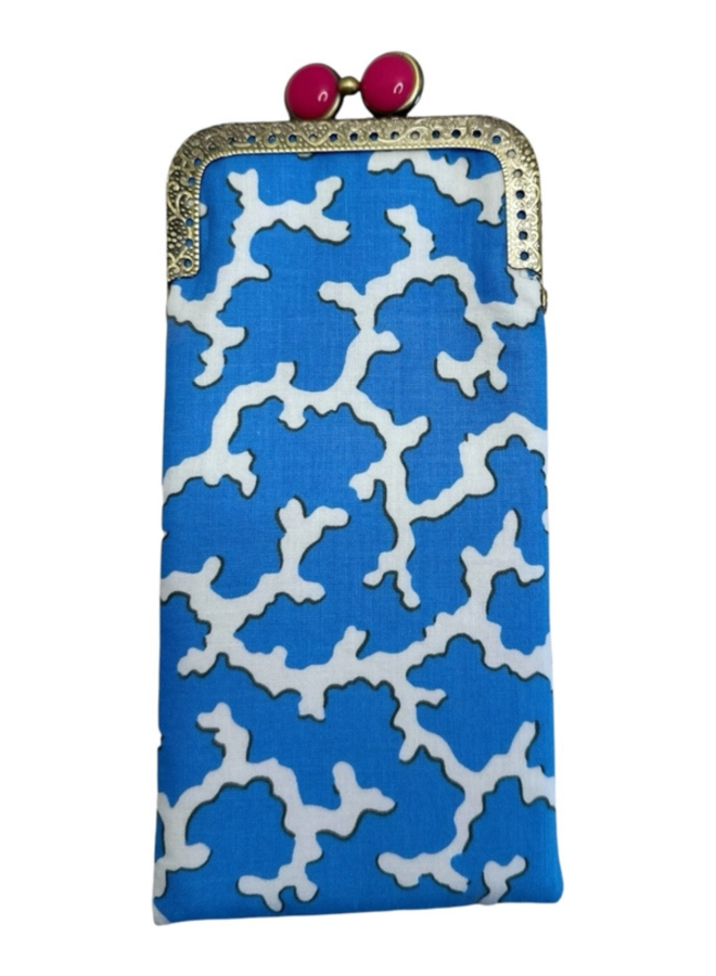 Caribbean Coral Blue/White Eyeglass Case