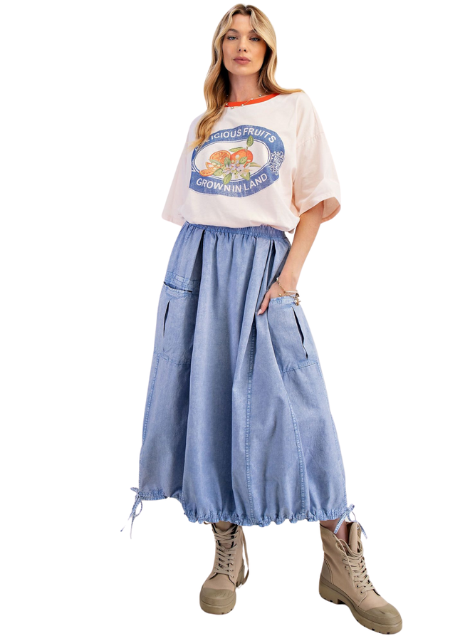 Mineral Washed Cargo Maxi Skirt