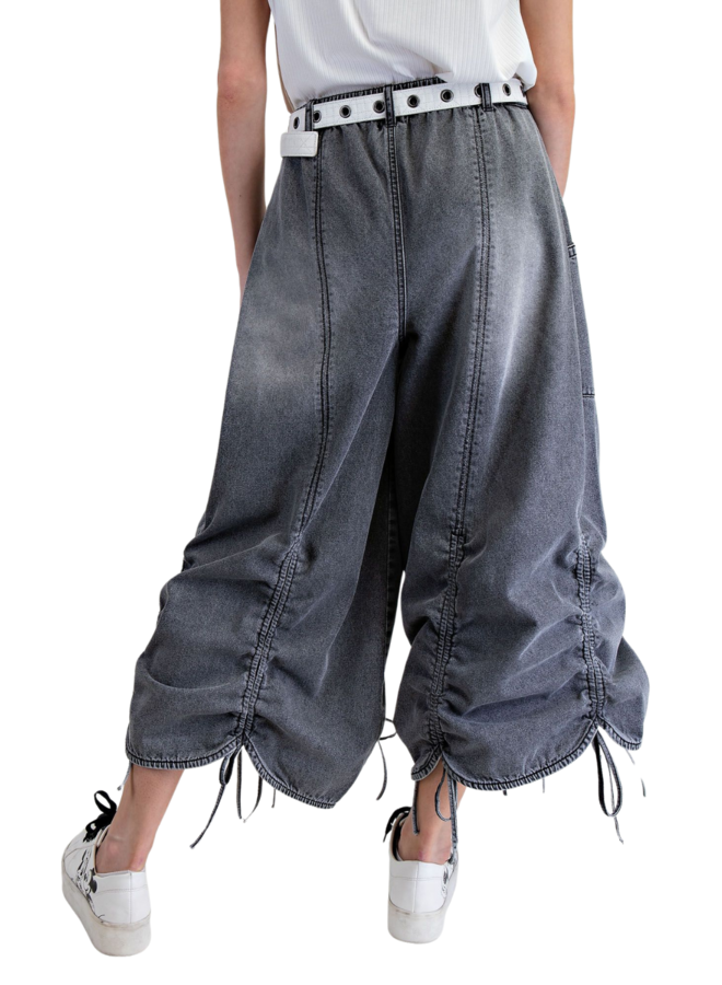 Mineral Washed Tied Scalloped Pants