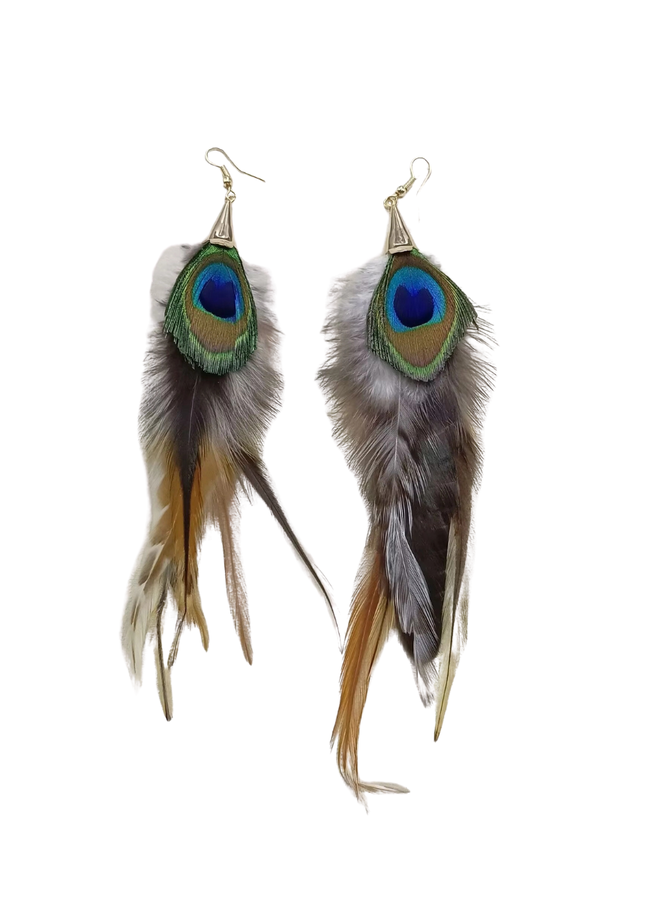Peacock Dangle Feather Earrings