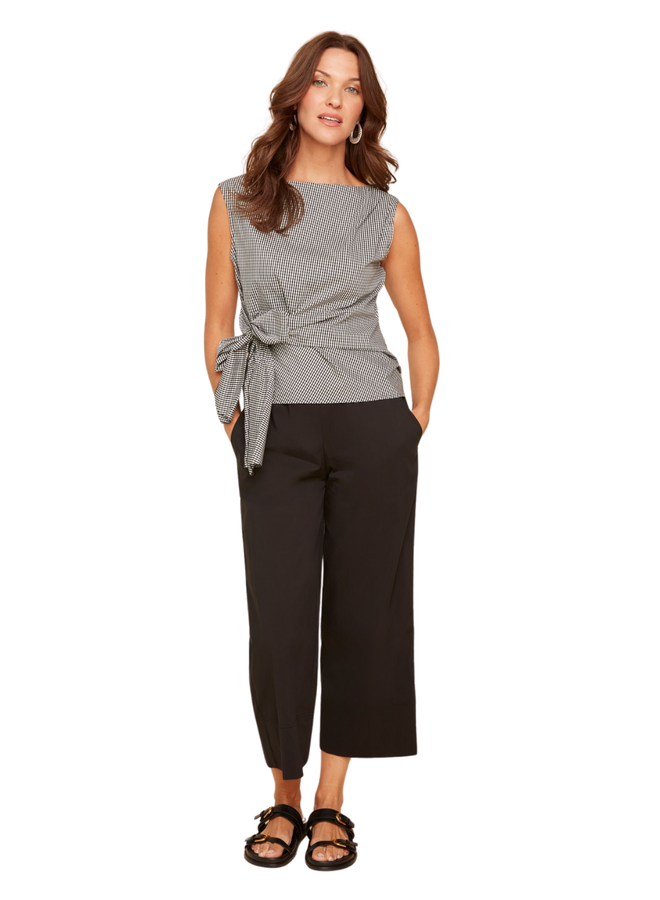 Renuar Crisp Cotton Sleeveless Tie Top In Gingham