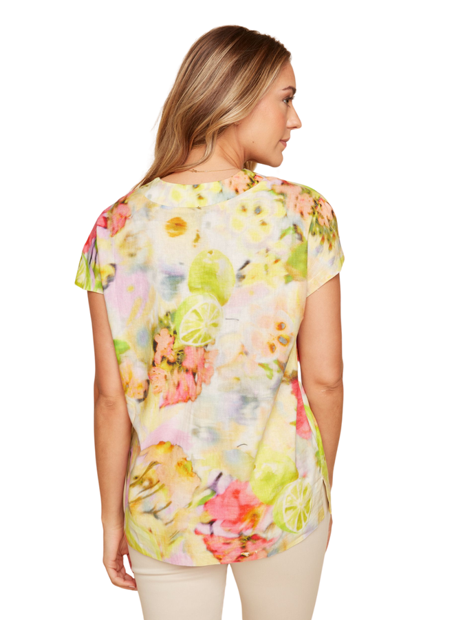 Renuar Print Blouse in Lime