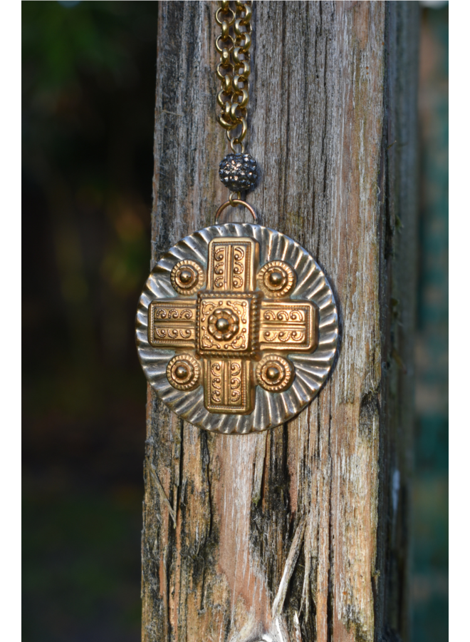 1960's French Square Cross Necklace