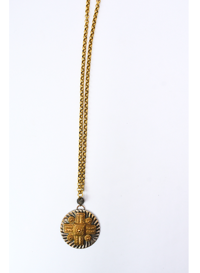 1960's French Square Cross Necklace