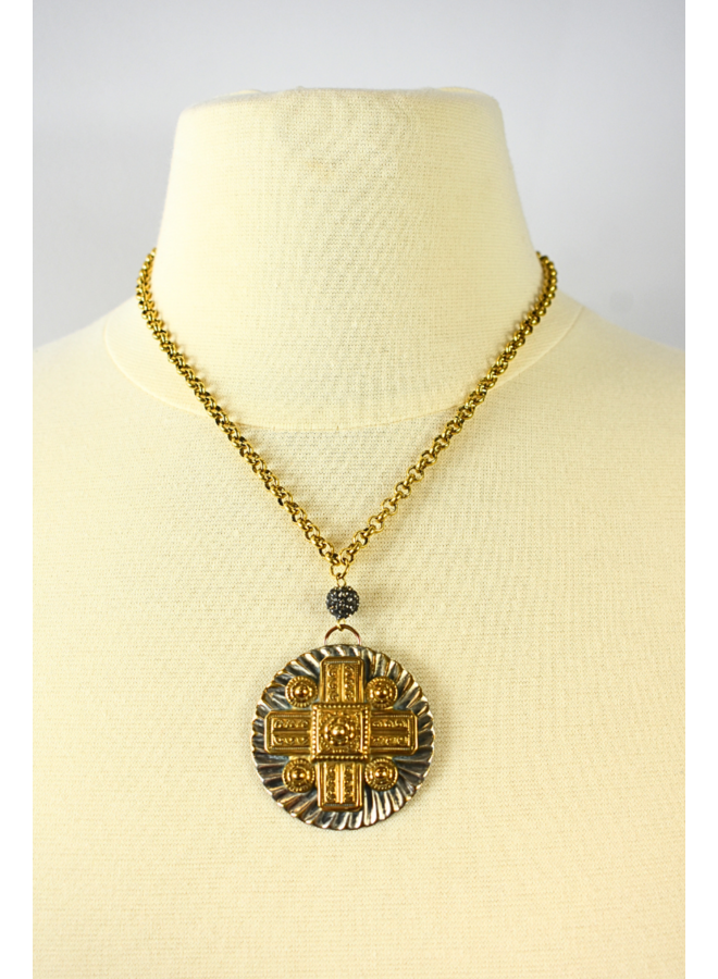 1960's French Square Cross Necklace
