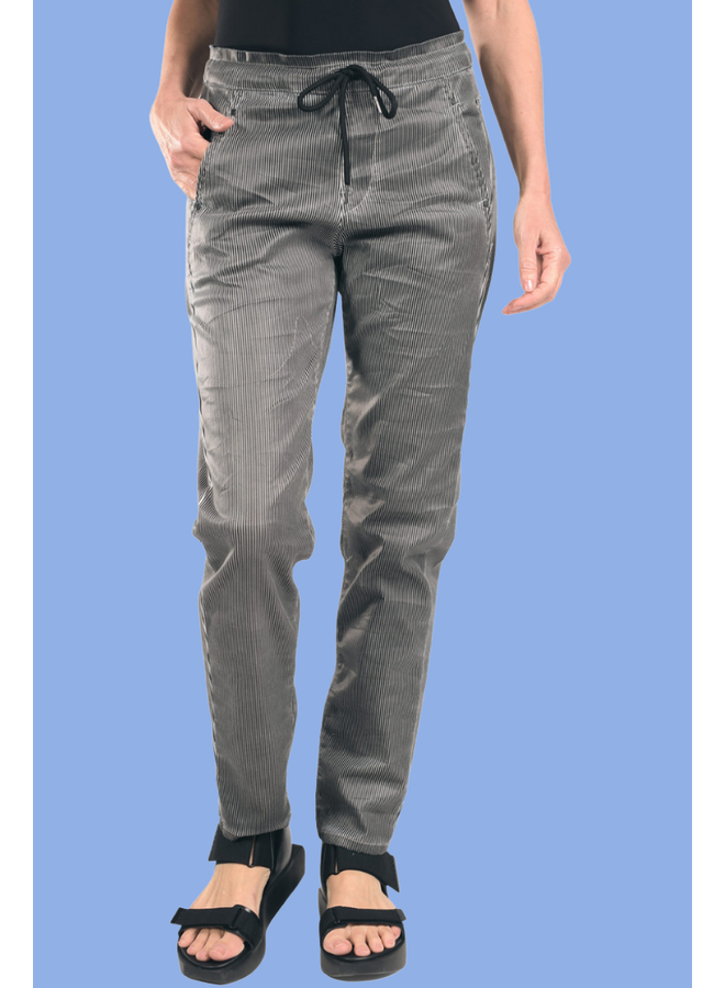 Alembika Iconic Stretch Jeans In Black Pinstripes
