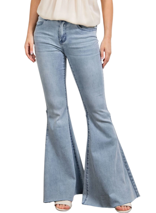 Washed Denim Bell Bottom Pant