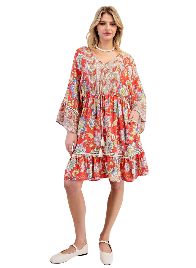 Coral Floral Dress