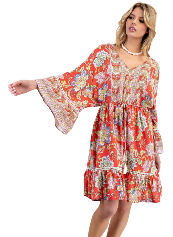Coral Floral Dress