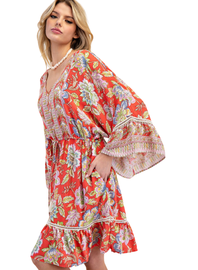Coral Floral Dress