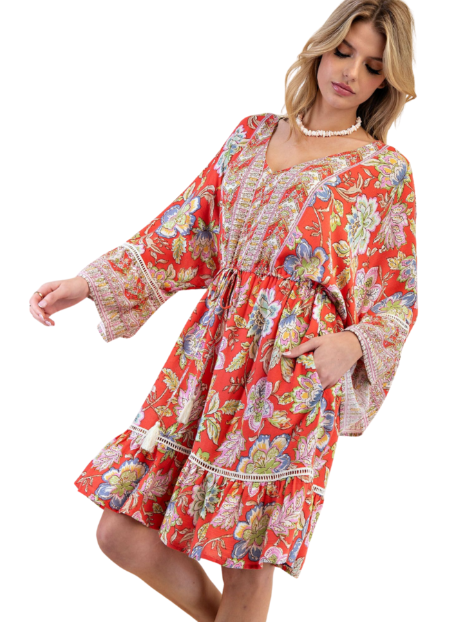 Coral Floral Dress