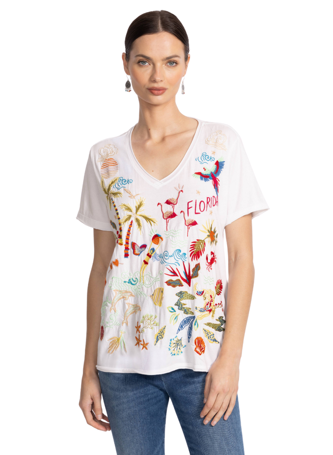 Johnny Was Florida Tee In White