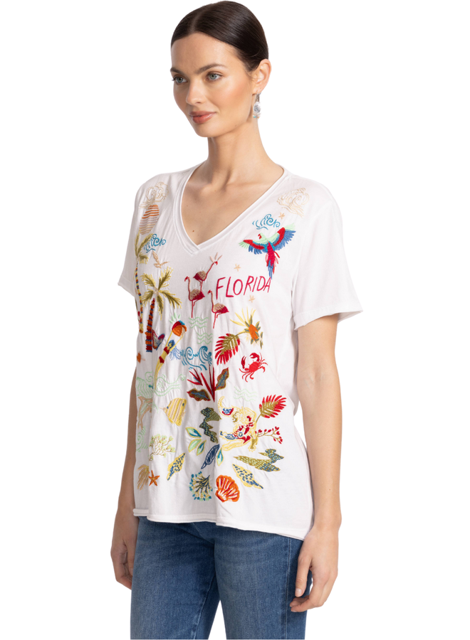 Johnny Was Florida Tee In White