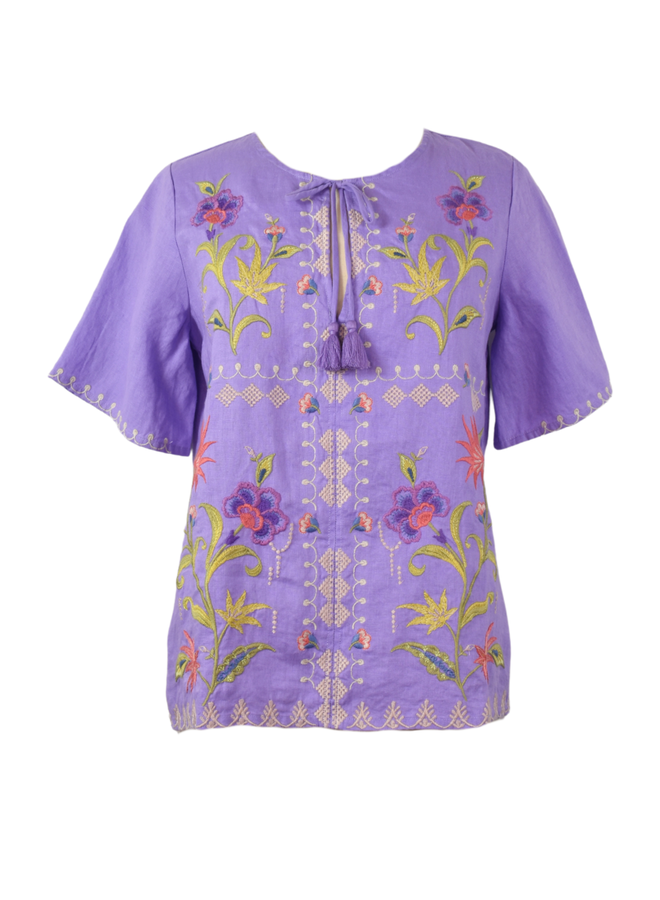 Johnny Was Ruffle Sleeve Field Blouse Calista in Bougainvillea