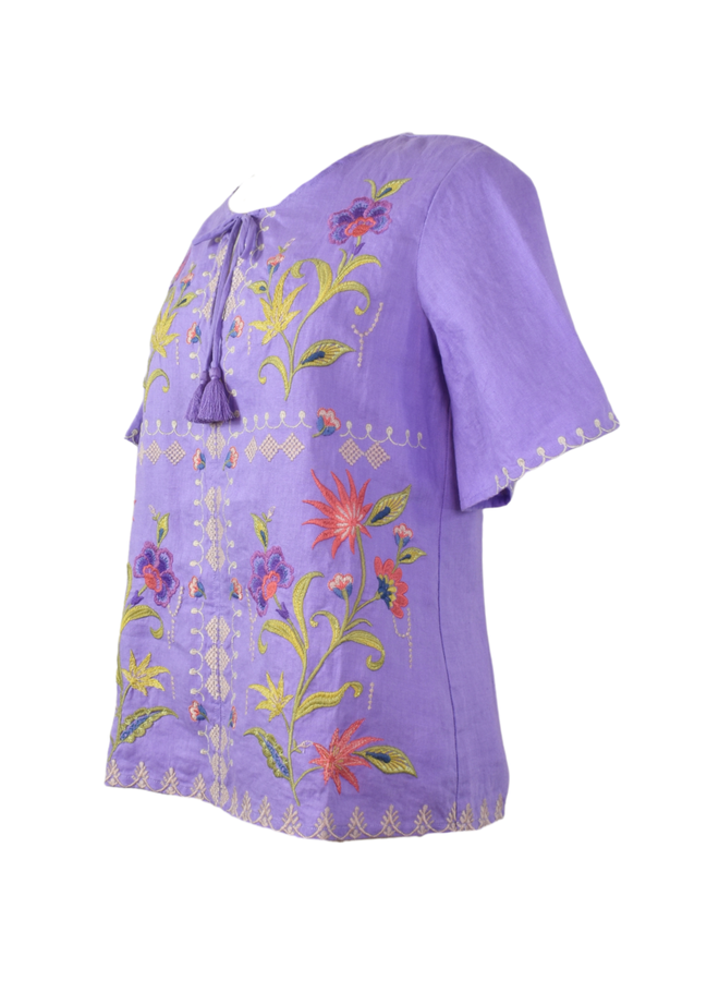 Johnny Was Ruffle Sleeve Field Blouse Calista in Bougainvillea