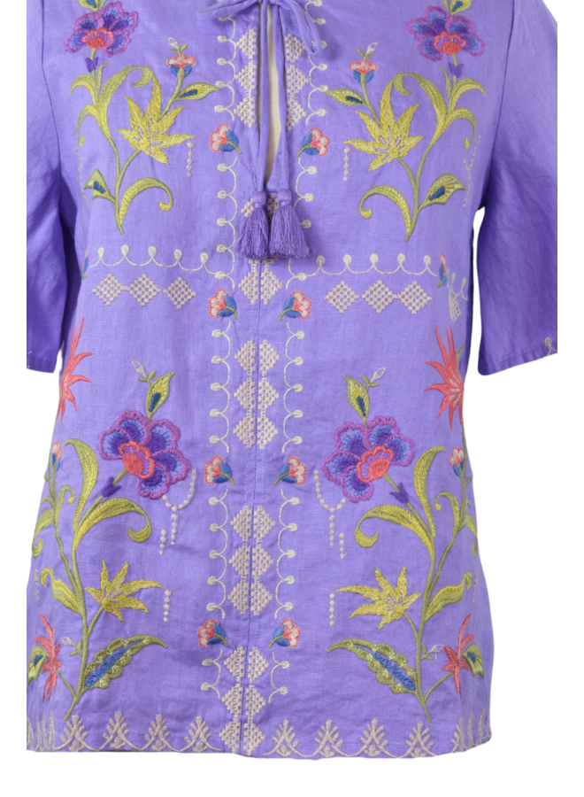 Johnny Was Ruffle Sleeve Field Blouse Calista in Bougainvillea