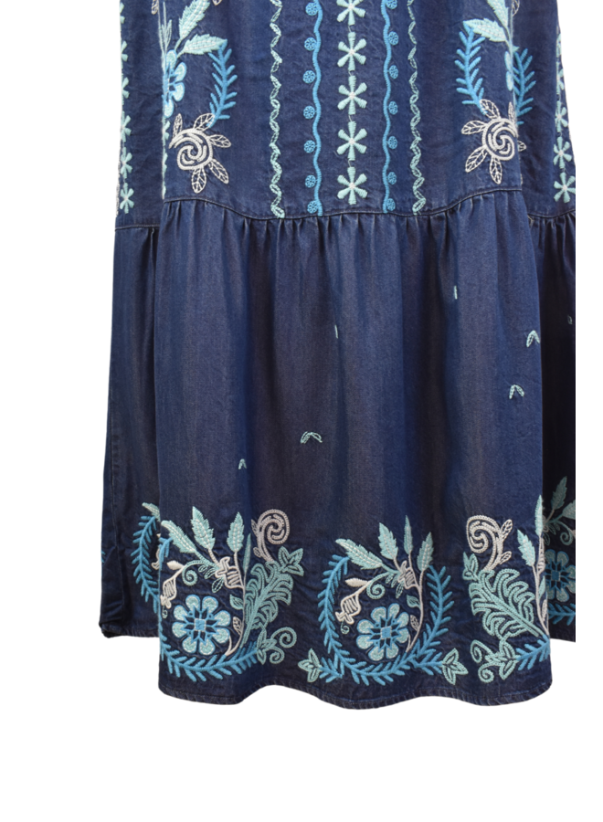Johnny Was Prairie Western Skirt Yohana in Denim Blue
