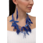Leather Leaf Necklace In Blue