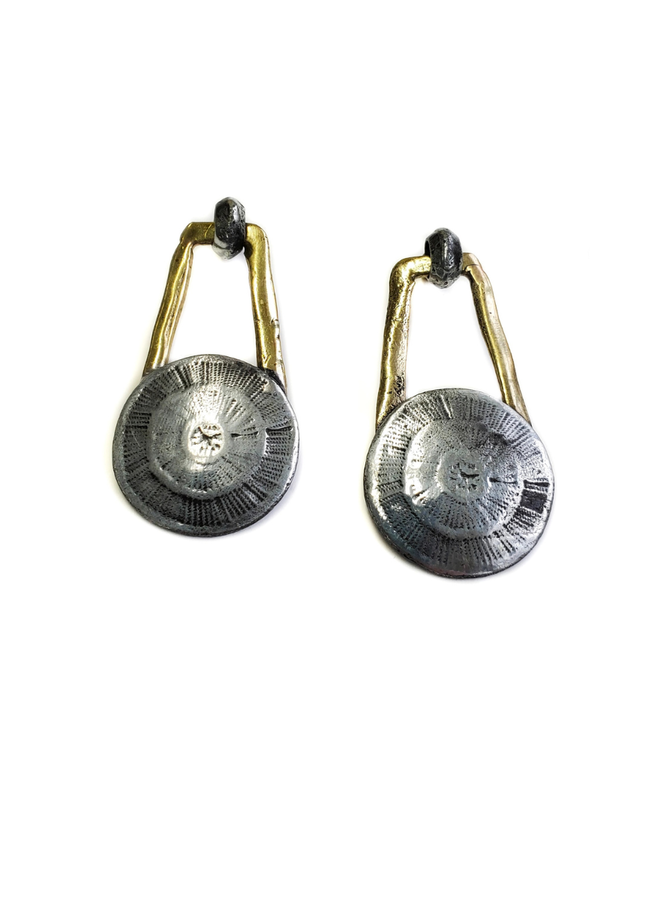 Titan Shield Brass Earrings